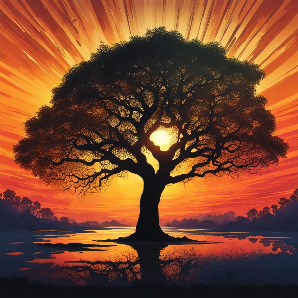 Sunset Tree  by @Elven Maiden