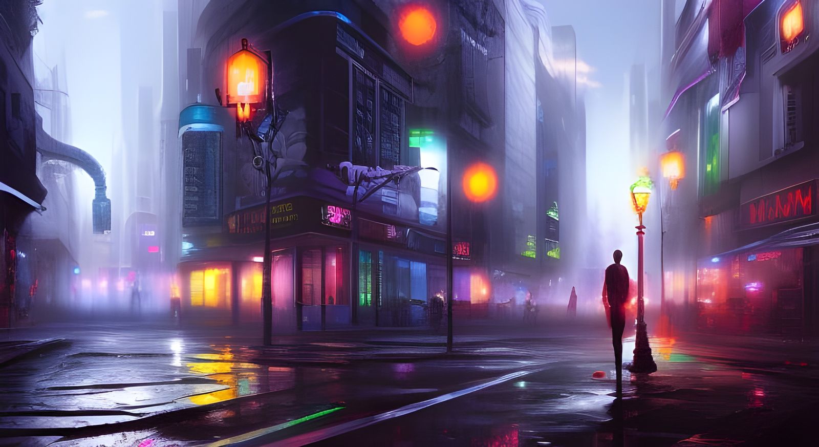 lights on the streets of the night city - AI Generated Artwork ...