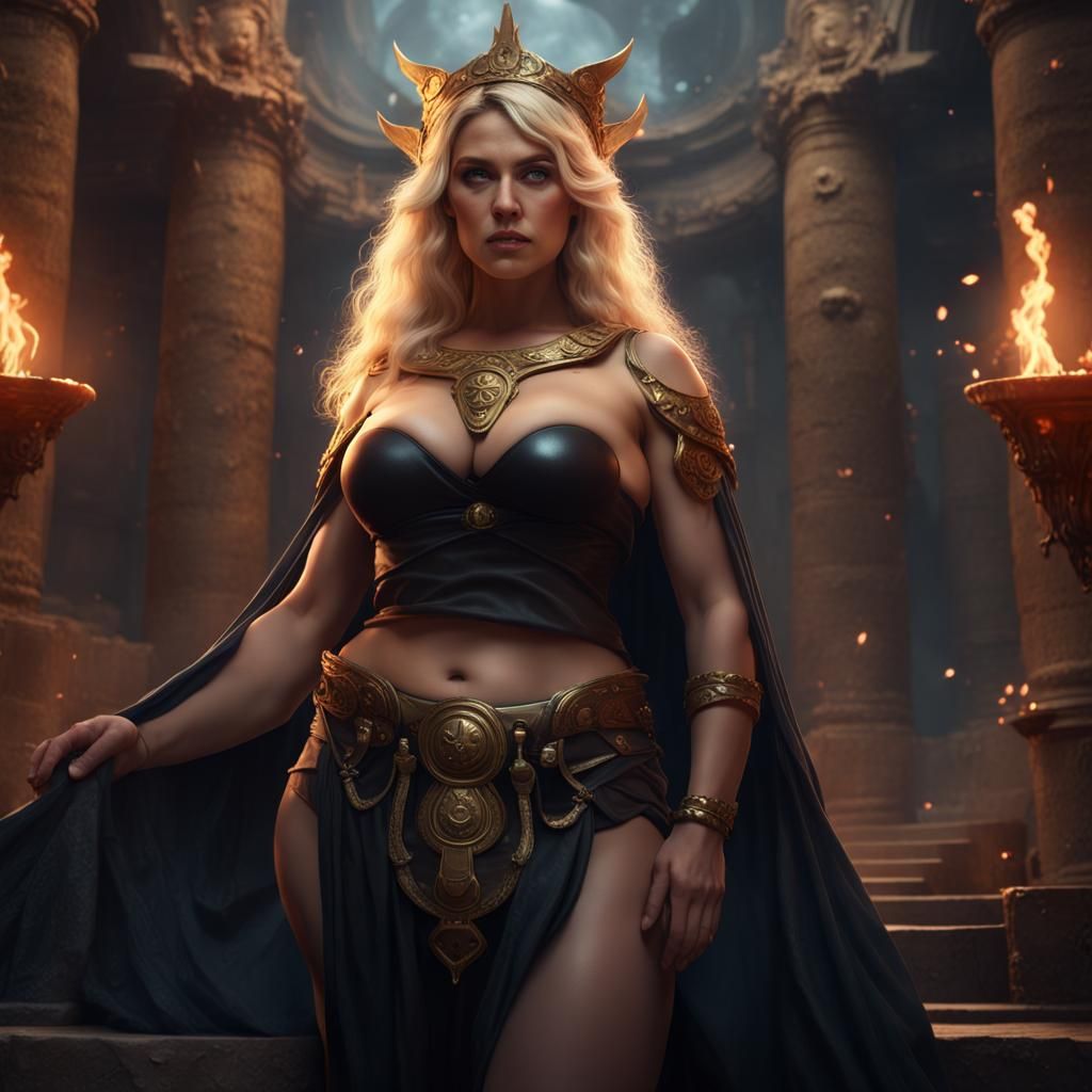 Beautiful Blonde Full Figured Curvy Chesty Goddess Of War Magic Witchcraft And The Underworld 9348