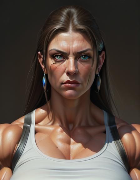 Beautiful  eyes,Massive muscular muscle woman ,8k resolution...