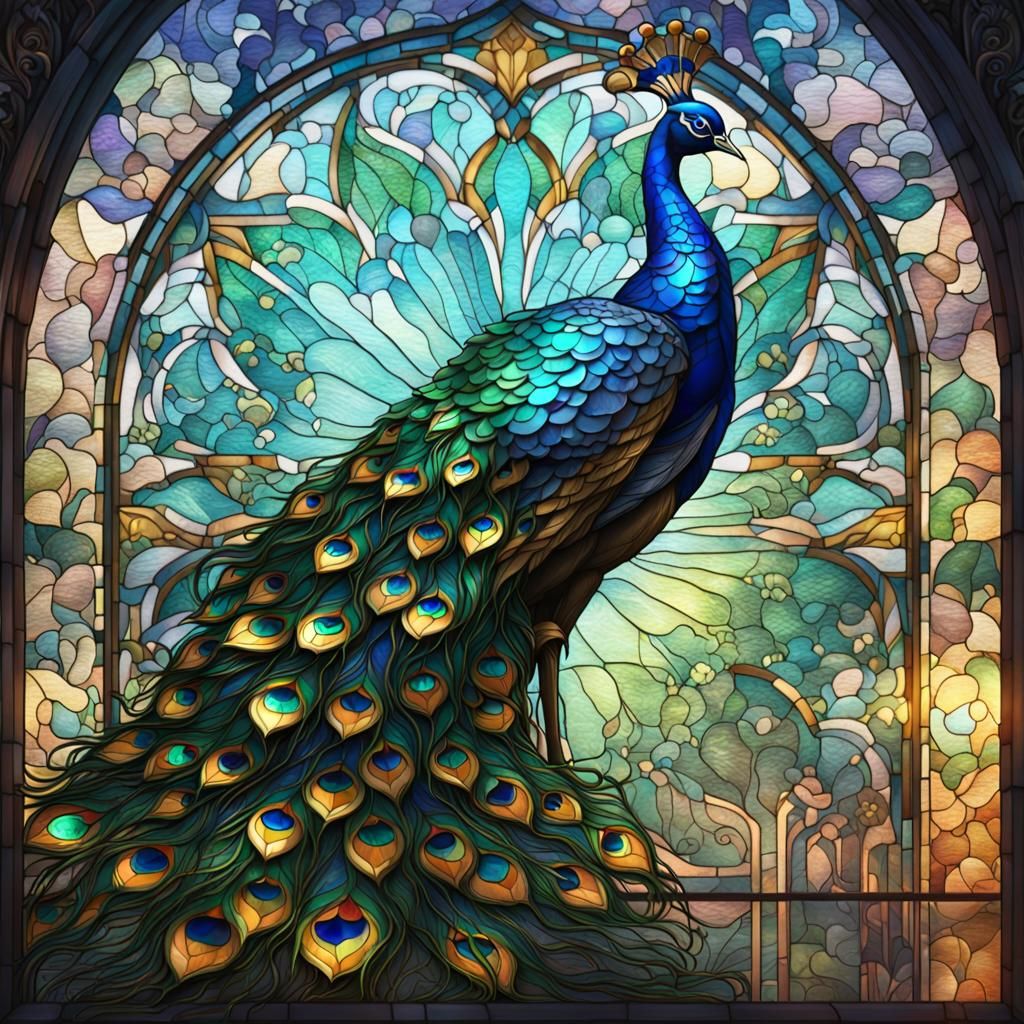 Stained glass peacock  by @Sharoja