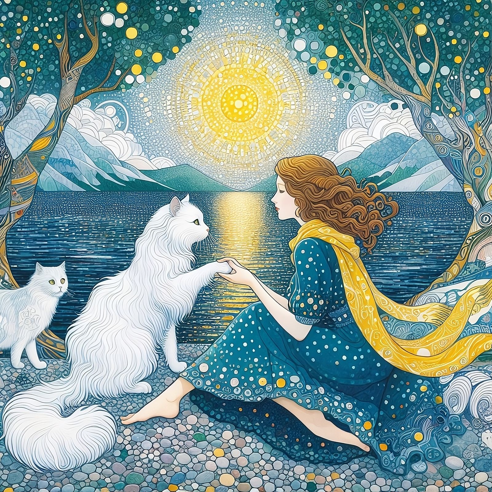 Woman with her cats as inspired by the amazing Ursula @Buecherfreuden ππ