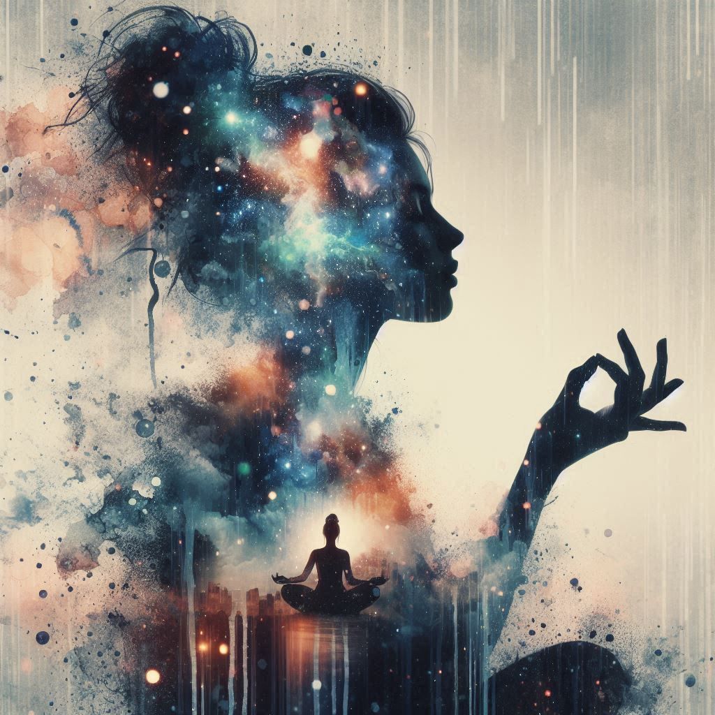 double exposure beautiful fantasy DALL-E 3 portrait landscap...