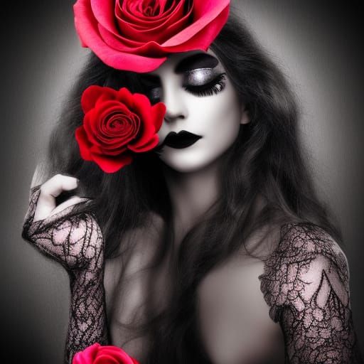 PORTRAIT OF A GOD AND GODDESS WITH PERFECT EYE MAKEUP, BLACK...