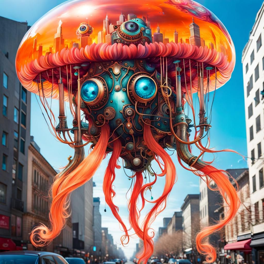 Jellyfish running the street  by @DJ ART