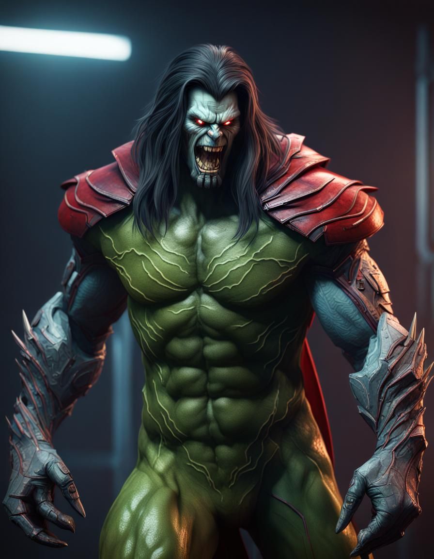 Morbius wearing armor hulk cinematic light - AI Generated Artwork ...