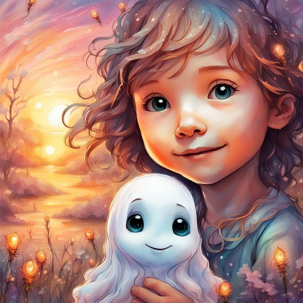 Little girl with ghost doll.  by @Mr M