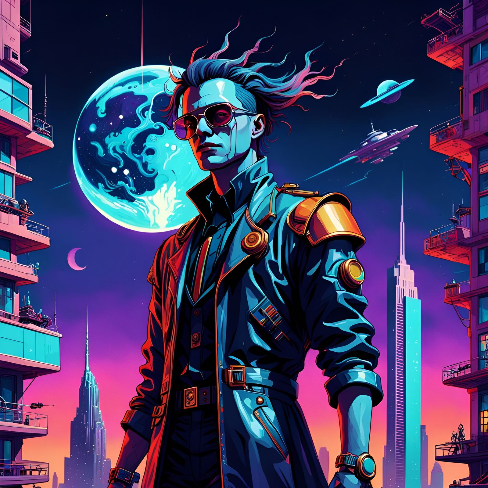 Twilight of The Gods retrofuturism beautiful colorful complex detailed ...