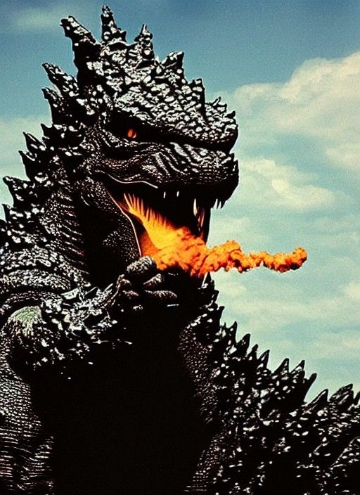 Godzilla smoking a cigar 