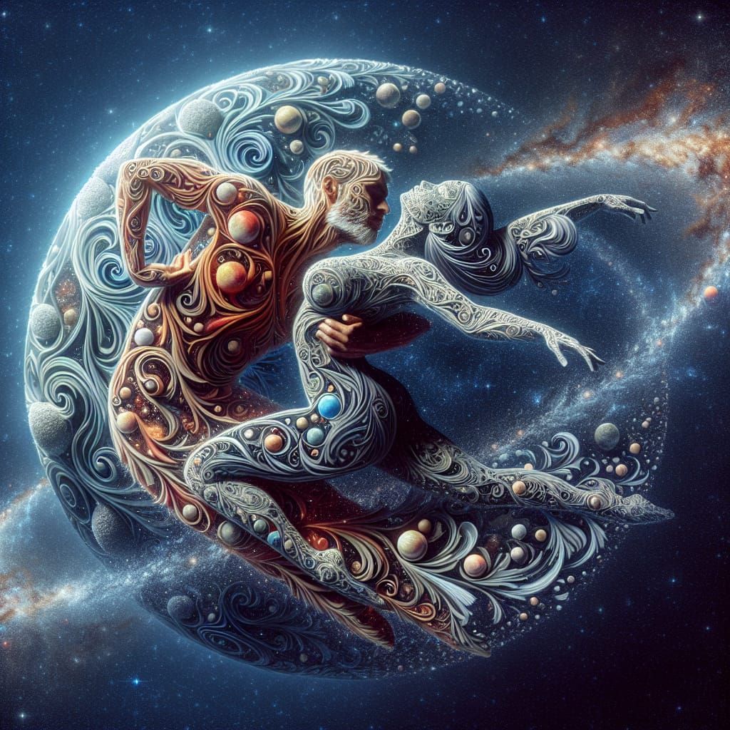 a tiny intricate ornate atomic universe within another unive...