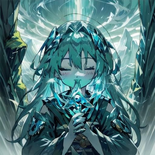 <lora:Anime Girls:1.0> An anime girl sitting on a throne made of rocks and boulders on a mountain. The girls clothes are like rocks and she...