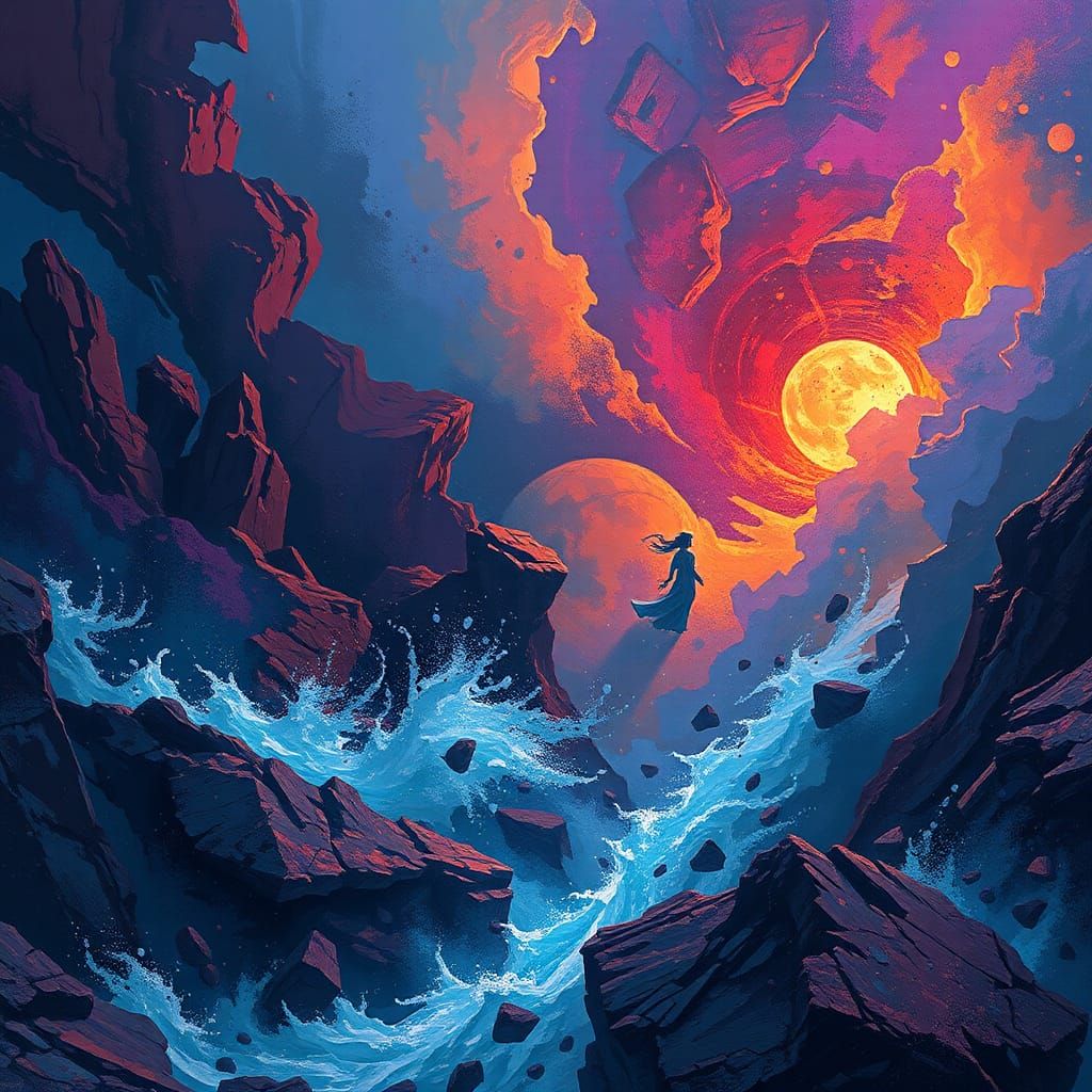 

"במרכז יקום מסתורי, פועמת יצירה עוצמתית, שבה קווים נועזים מתפתלים ם,. במרכז, כדור שמימי  את העולמות הנסתרים  זו

