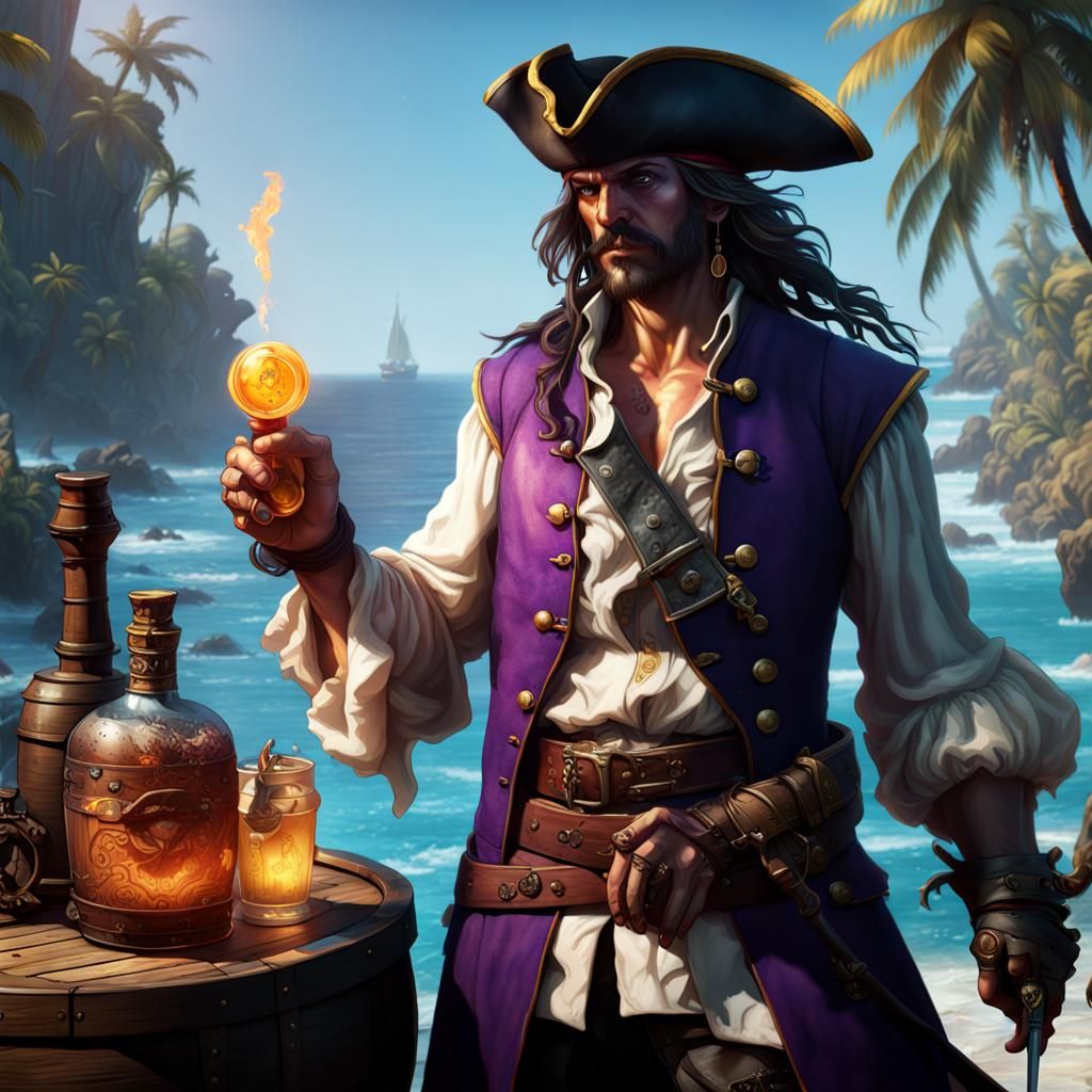 Captain pirate blind eyepatch rum drink gunpowder barrel swo...