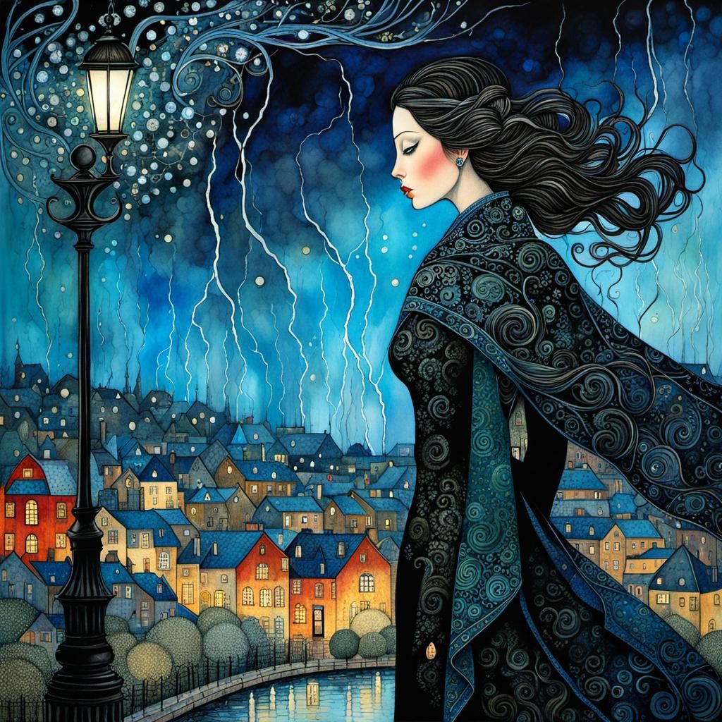 Violent thunderstorm, windy spring evening in art brut style by Richard Burlet, Amanda Sage, Benjamin ...  by @5Foot3 Marie