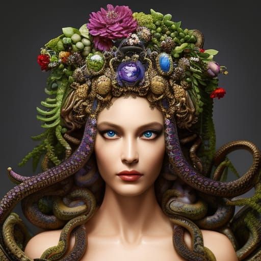 Medusa, minus the snakes - Snake Challenge Tryout - AI Generated ...