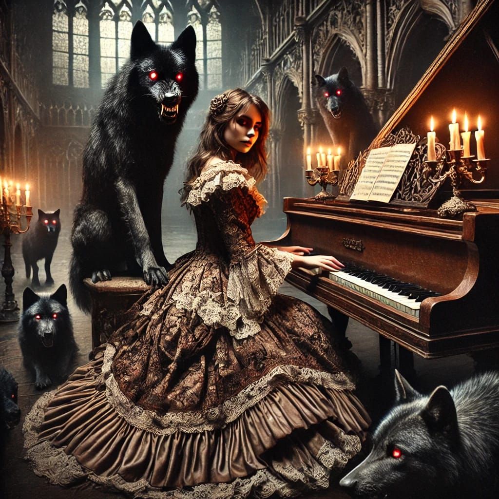 A piano recital in a doomed castle with wolves as a public