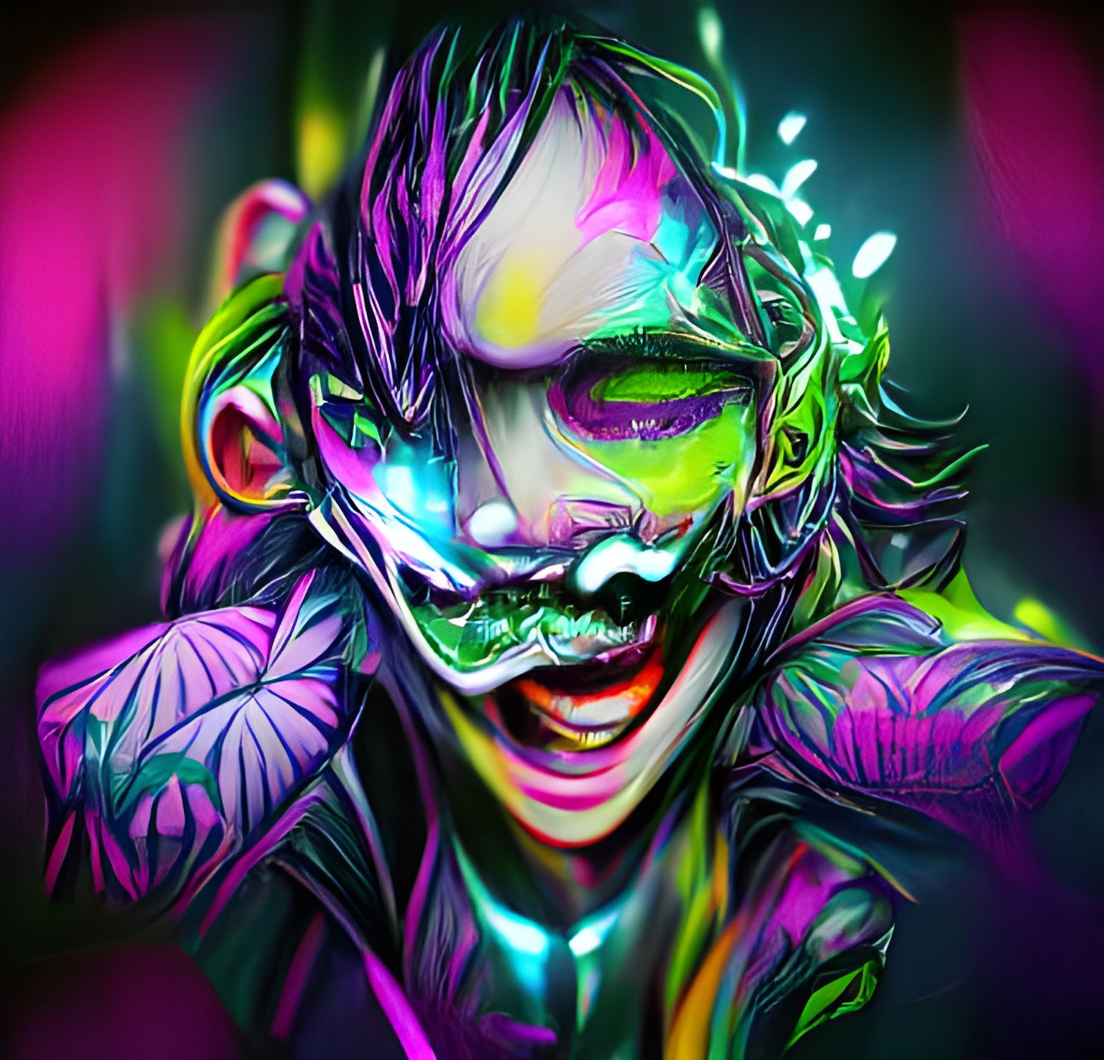 Neon joker - AI Generated Artwork - NightCafe Creator