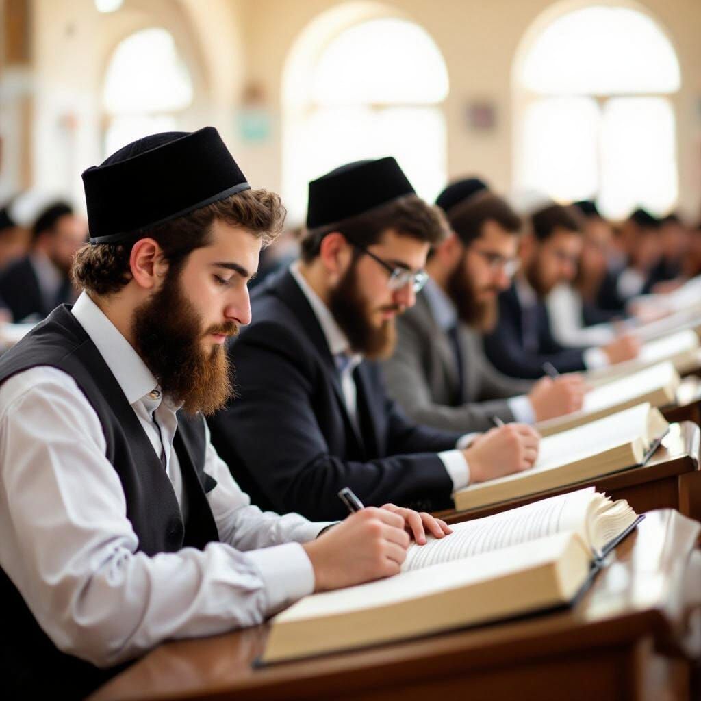 Yeshiva Students Deep in Study