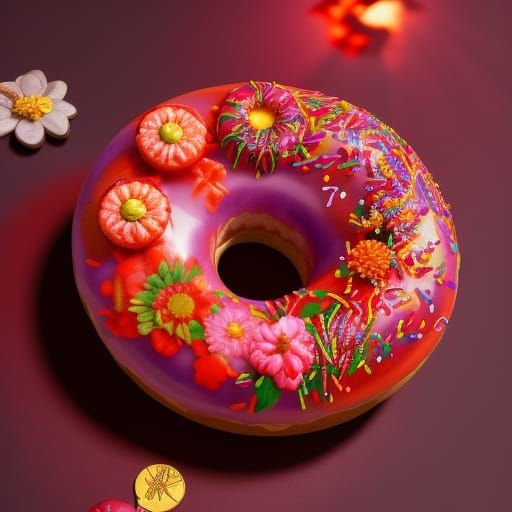 donut with flowers  by @Vaclava