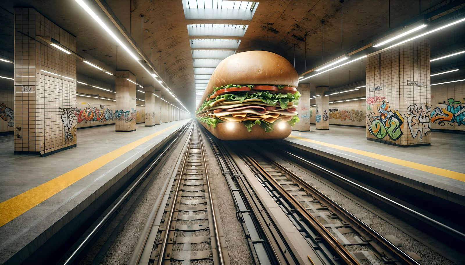 Sub Arriving At The Subway Platform