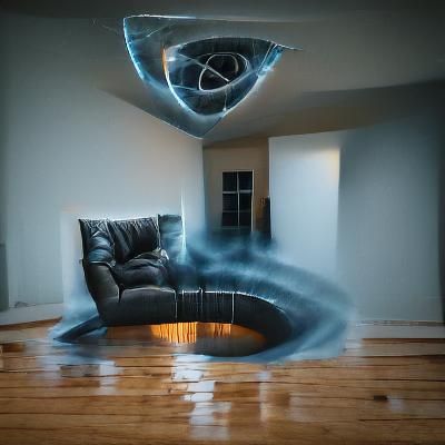 There's an evil vortex in the living room. 8K 3D render hype...