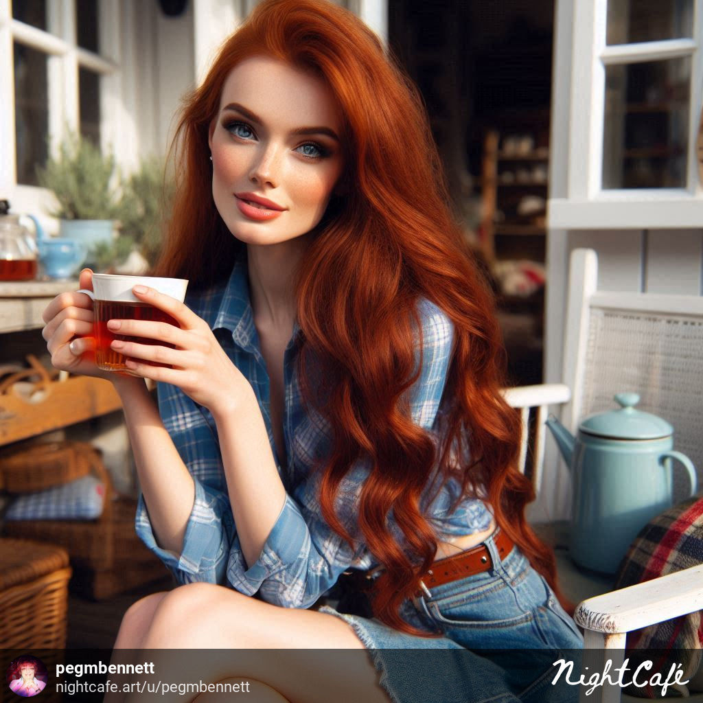 Sharing tea with a Scottish beauty on her porch.