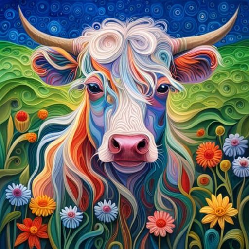 Colorful cow - AI Generated Artwork - NightCafe Creator