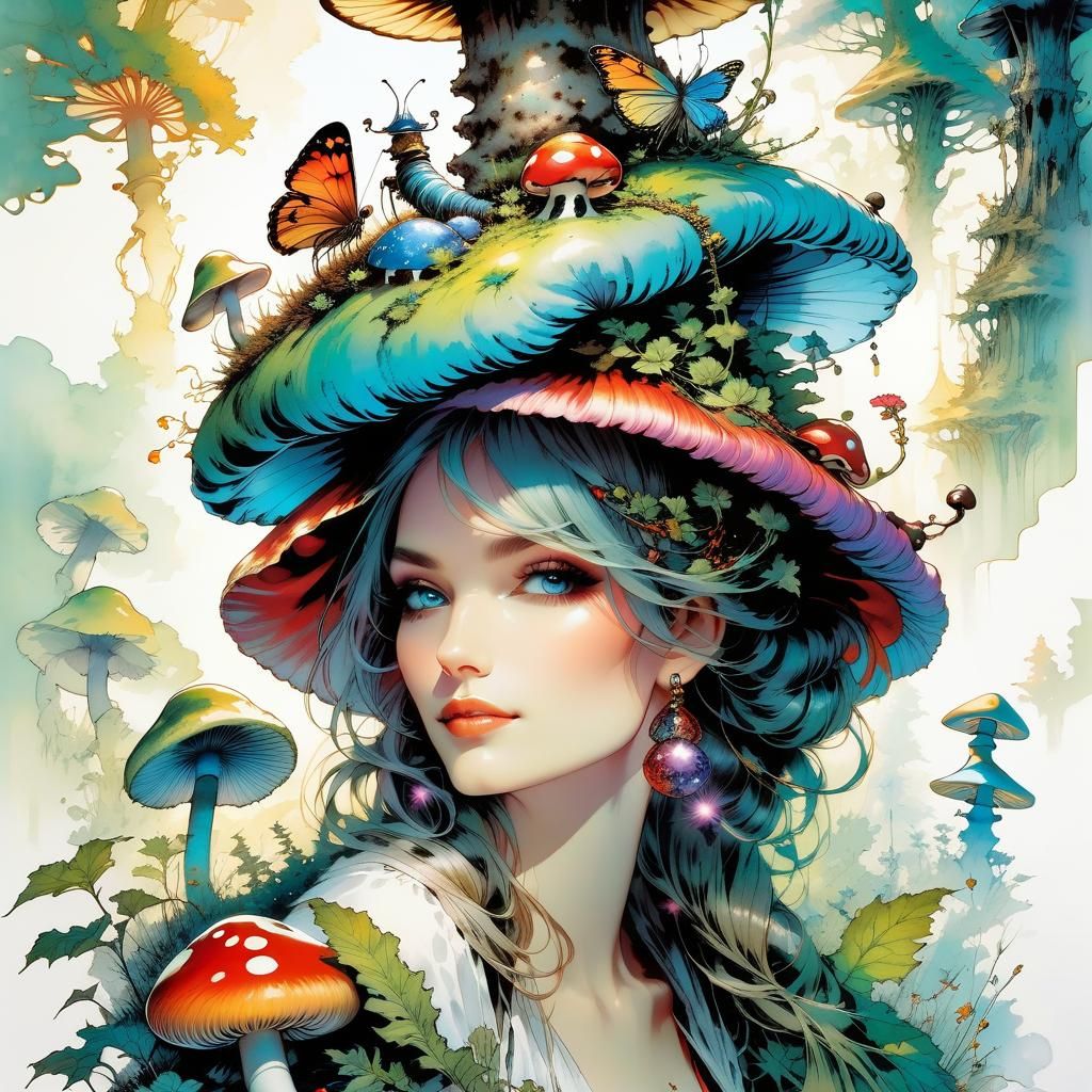 Hookah Smoking Caterpillar on a mushroom - still not there b...