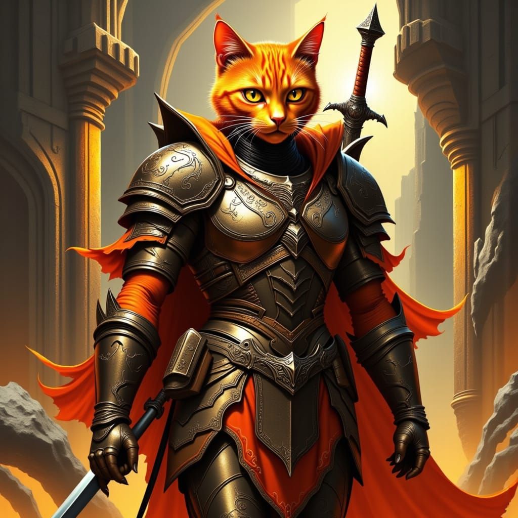  <lora:Orange:1.0>orange cat warrior