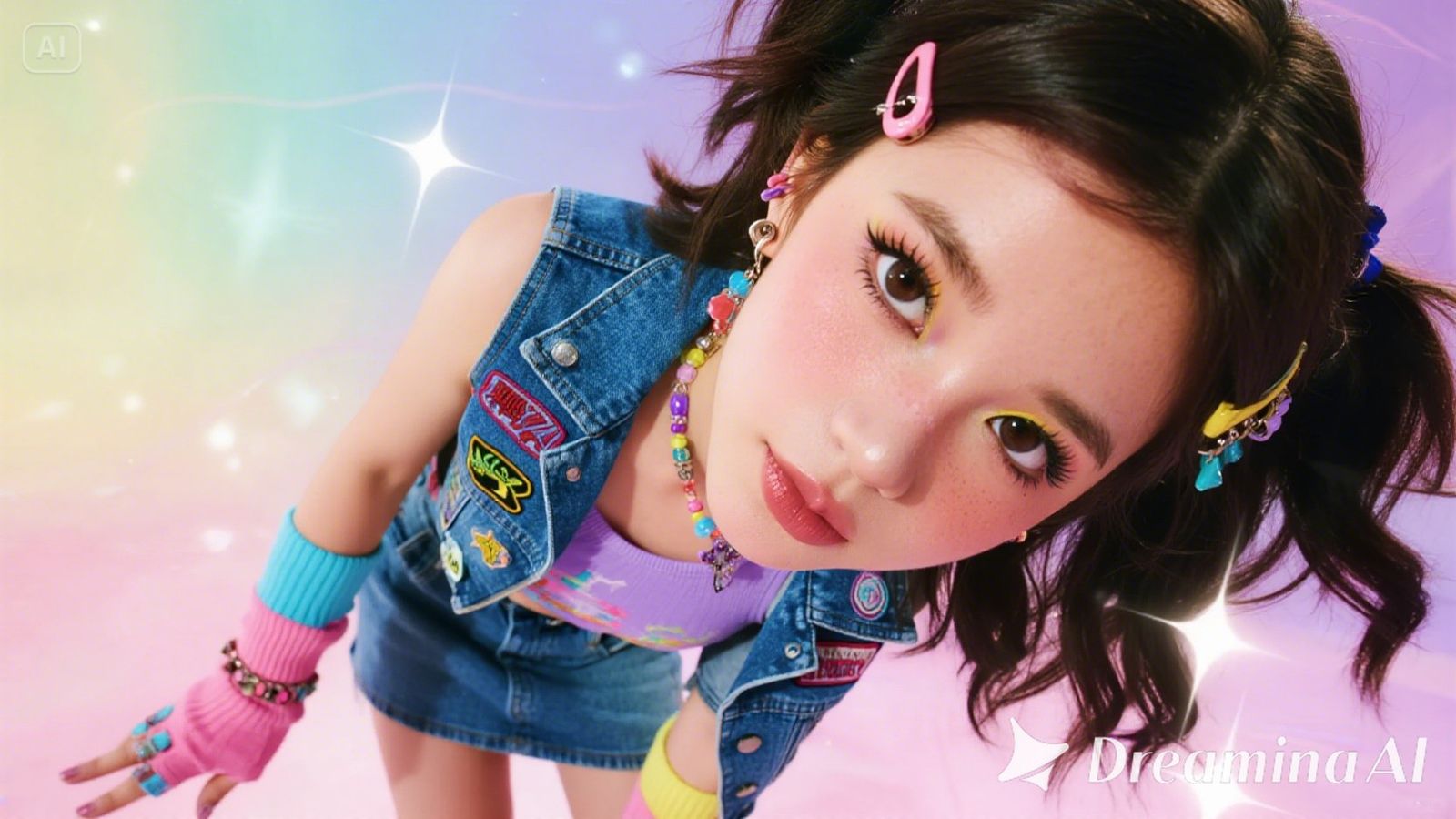 80's punk girl with cute-punk mix outfit