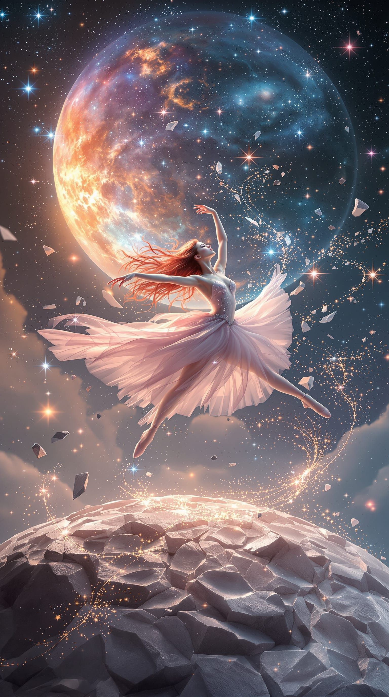 Make her ballet dance on the moon and the planets and stars move