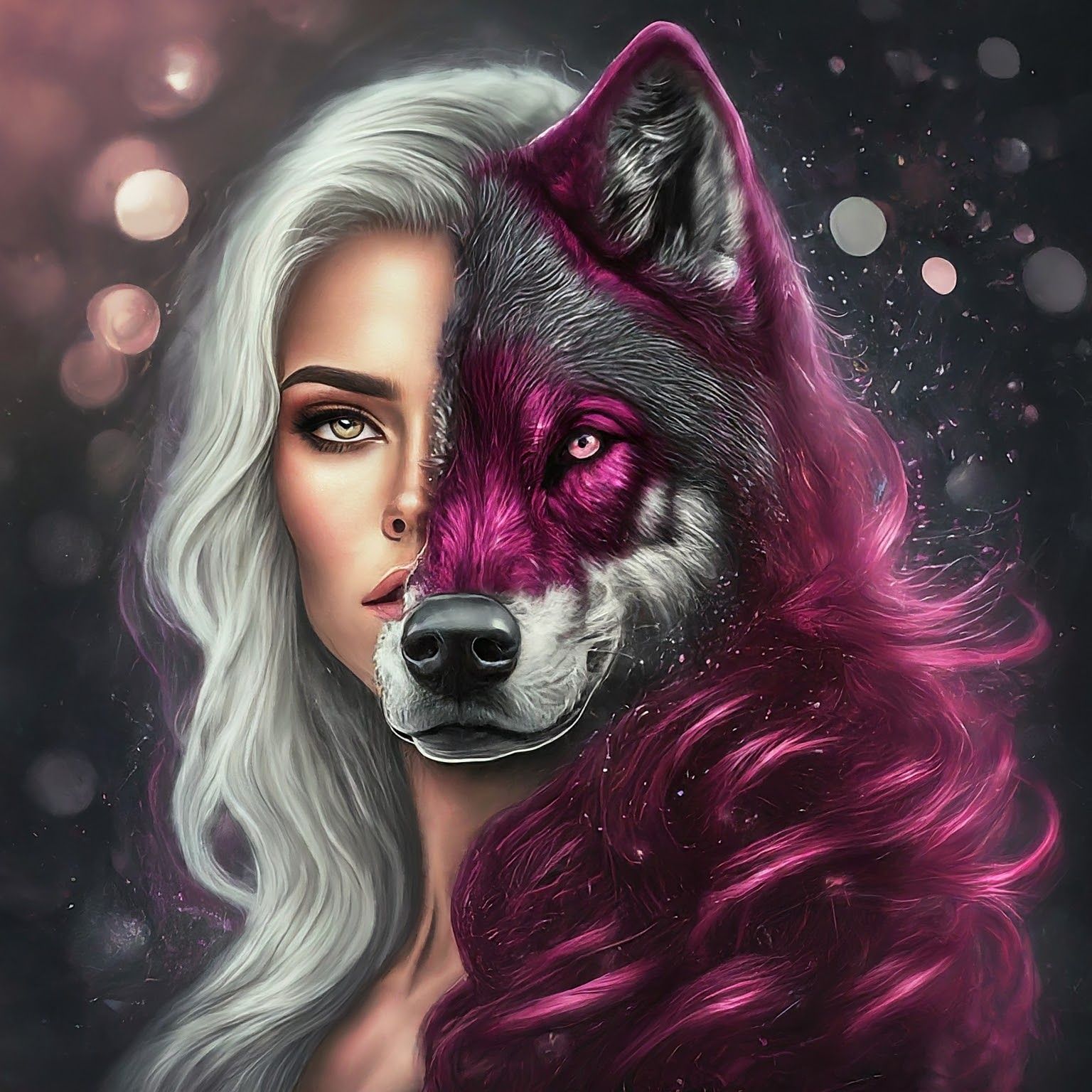 Half Wolf and Half Woman, inspired by an image on NC