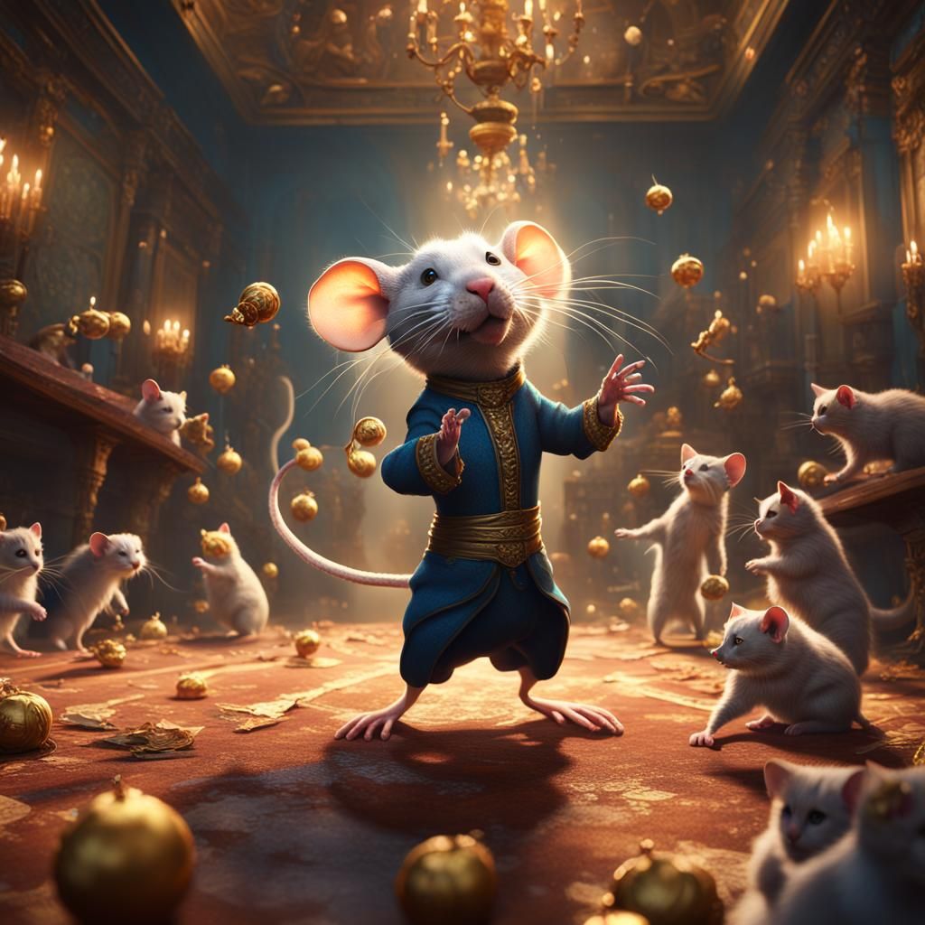 a dancer rat performing to a room full of cats that are hung...