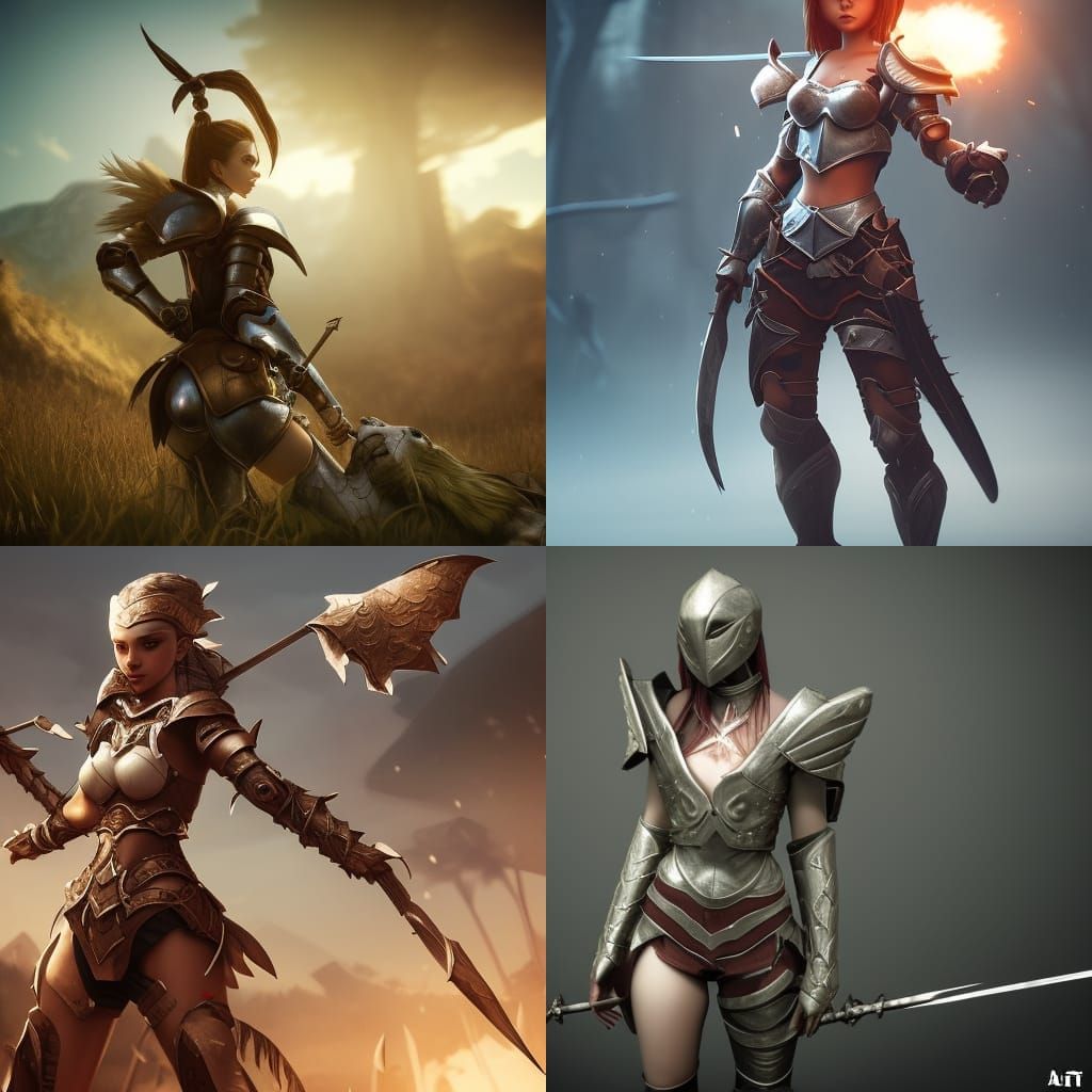 knight girl with a broken chestplate