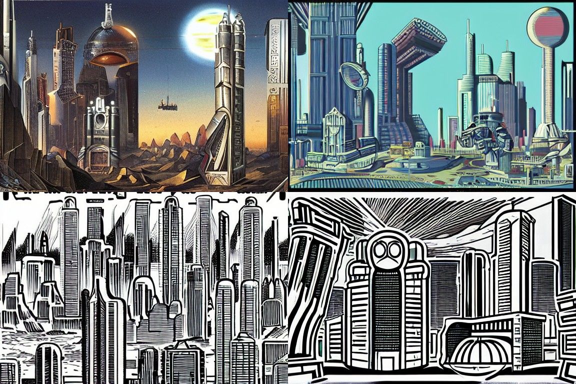 Sci-fi city in the style of Mannerism