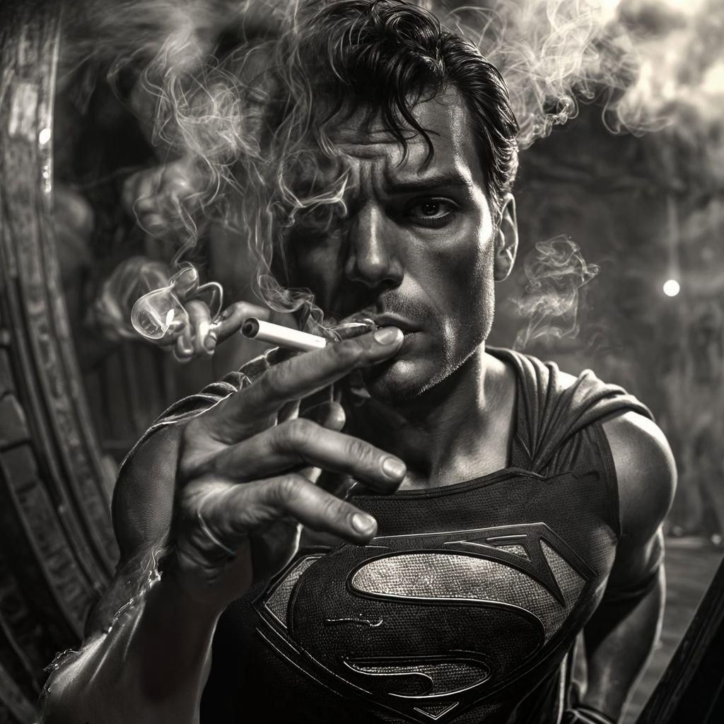 superman smoking a cig