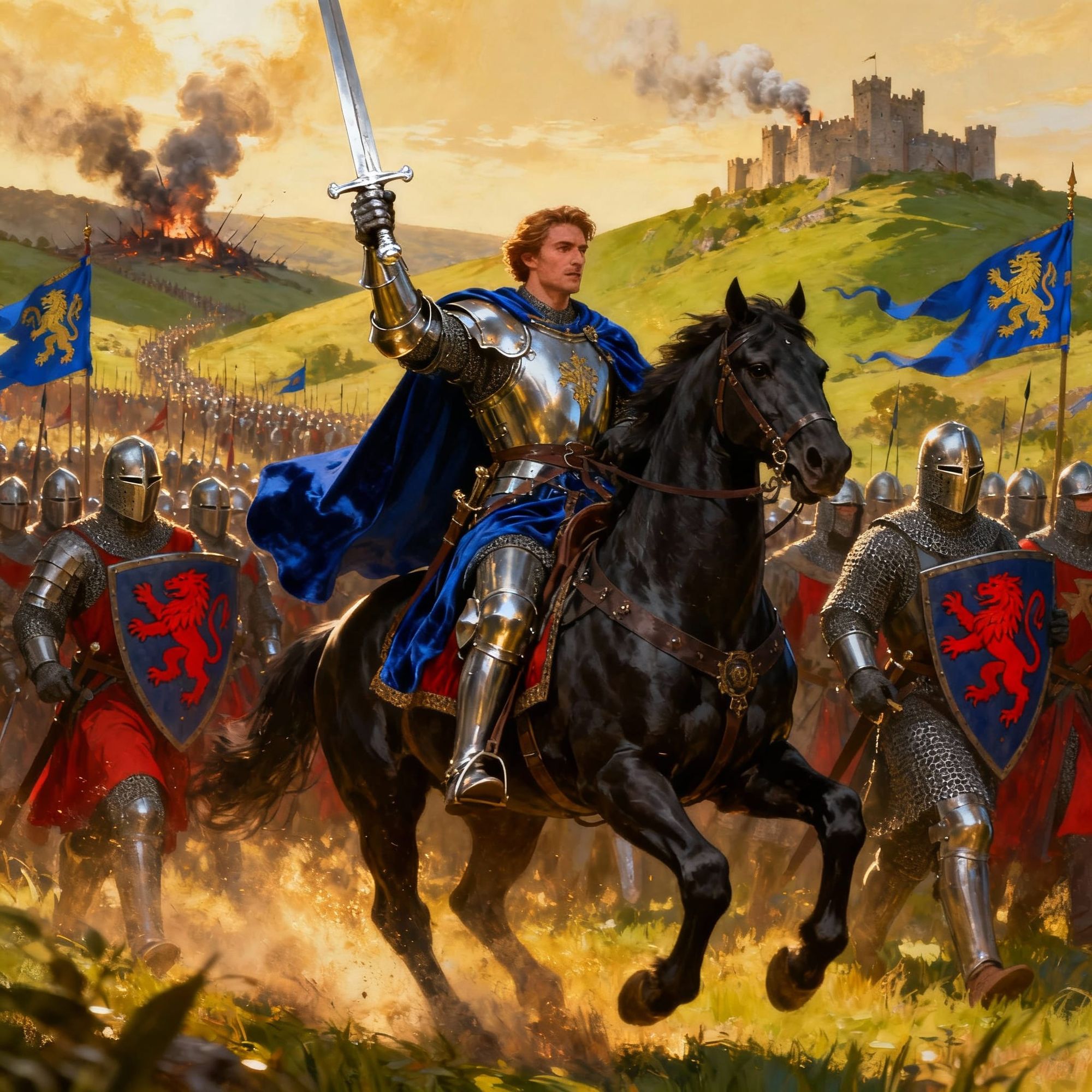 lord Beaumains the medieval lord rides at the head of his army to rescue his prince!