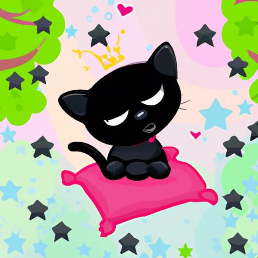 Cute black baby cat in wonderland
