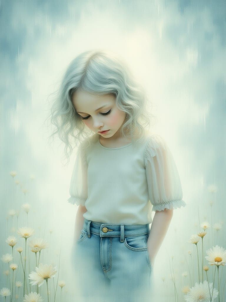 Ethereal Child in Misty Fairytale Realm