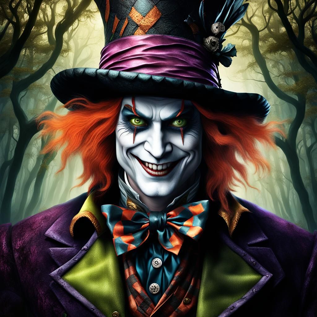 Photorealistic portrait of a evil Mad Hatter. - AI Generated Artwork ...