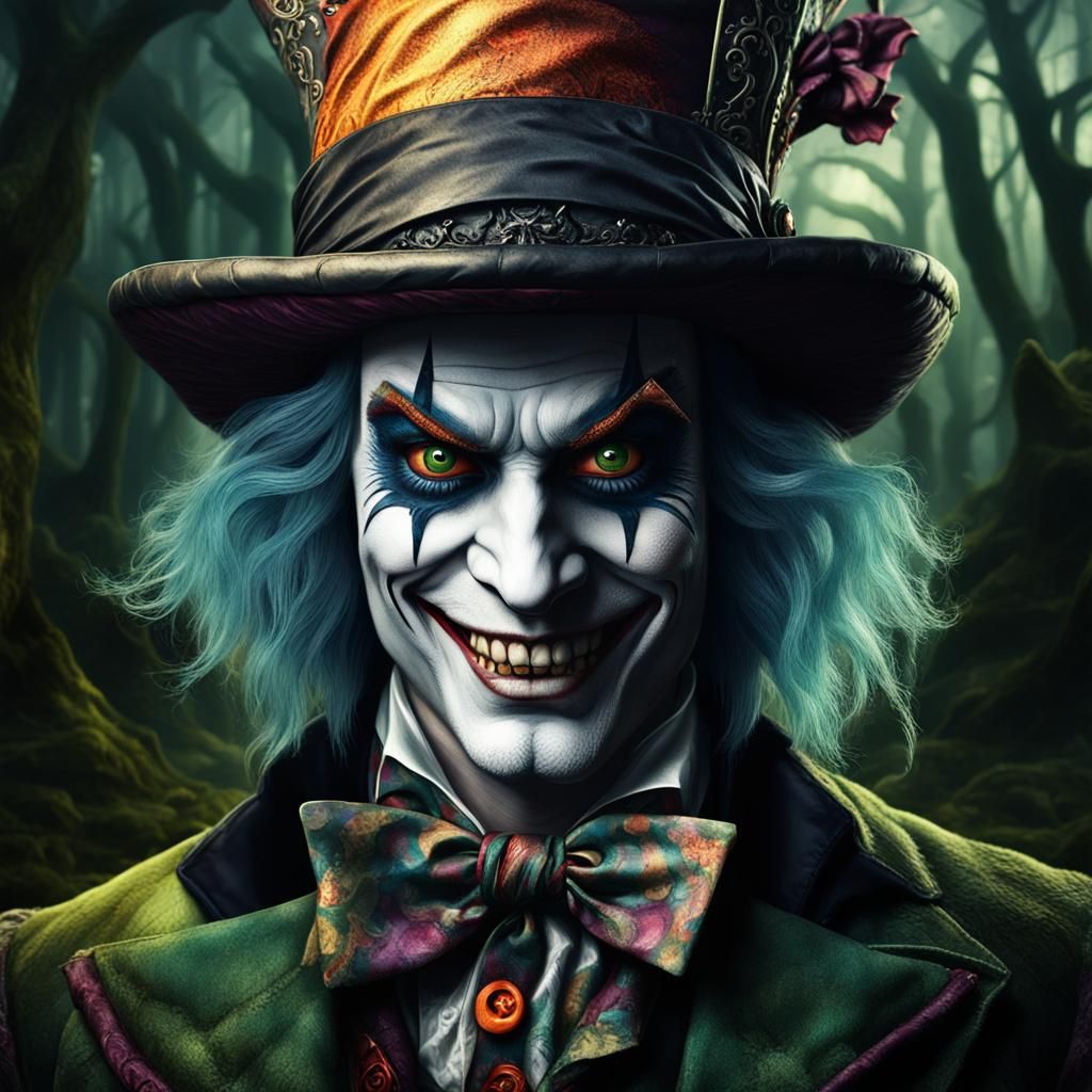 Photorealistic portrait of a evil Mad Hatter. - AI Generated Artwork ...