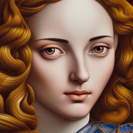 Woman beautiful eyes, portrait painted by Sandro Botticelli
