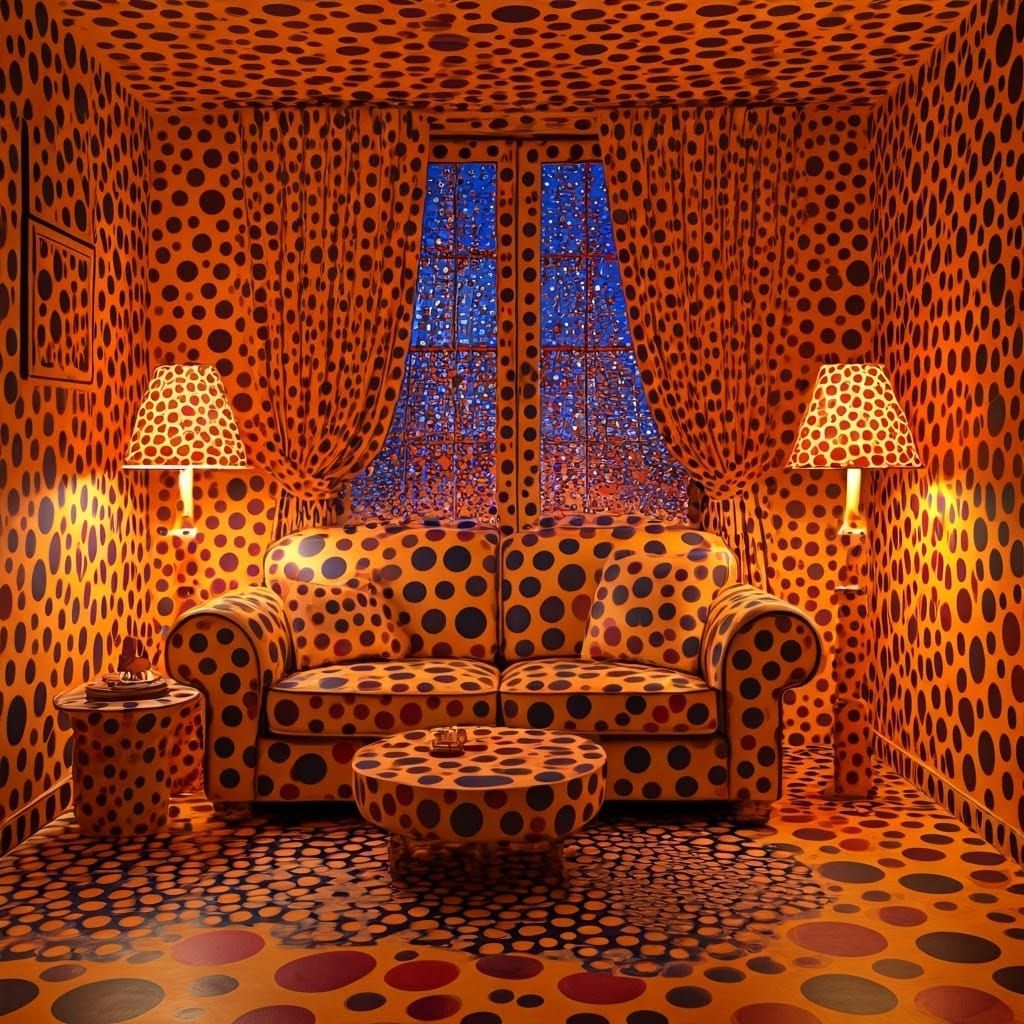 A polka-dotted room in Kusama-style  by @axelb