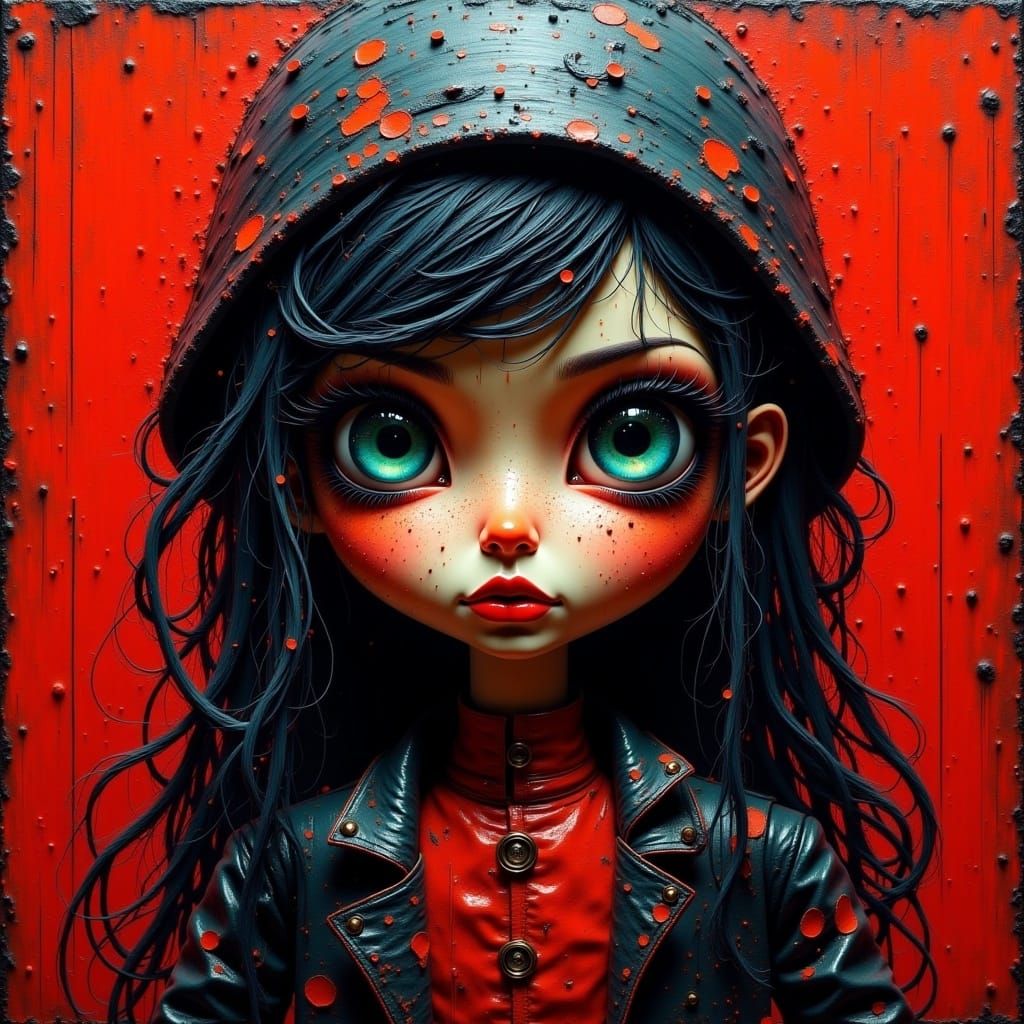 cybernatic_pin-up <lora:chibi-eyed doll:1.0> 