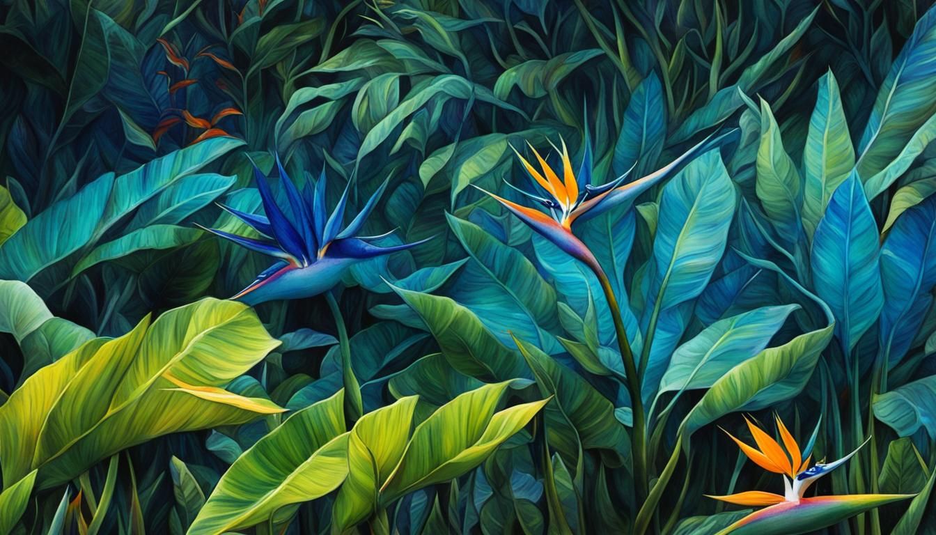 A bird of paradise in a secret garden.