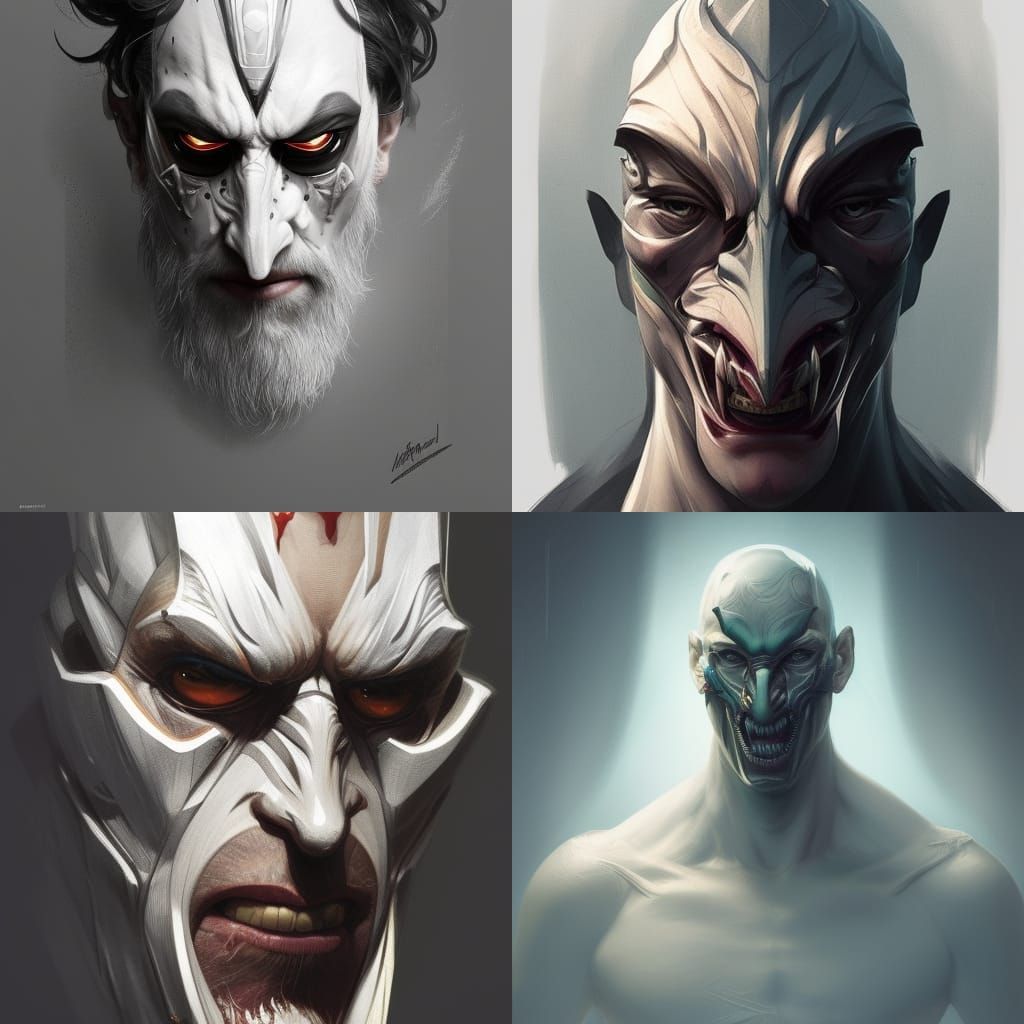 Male villain with a cult half mask