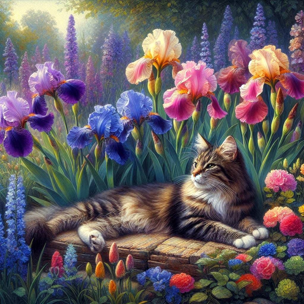 flowers and cat