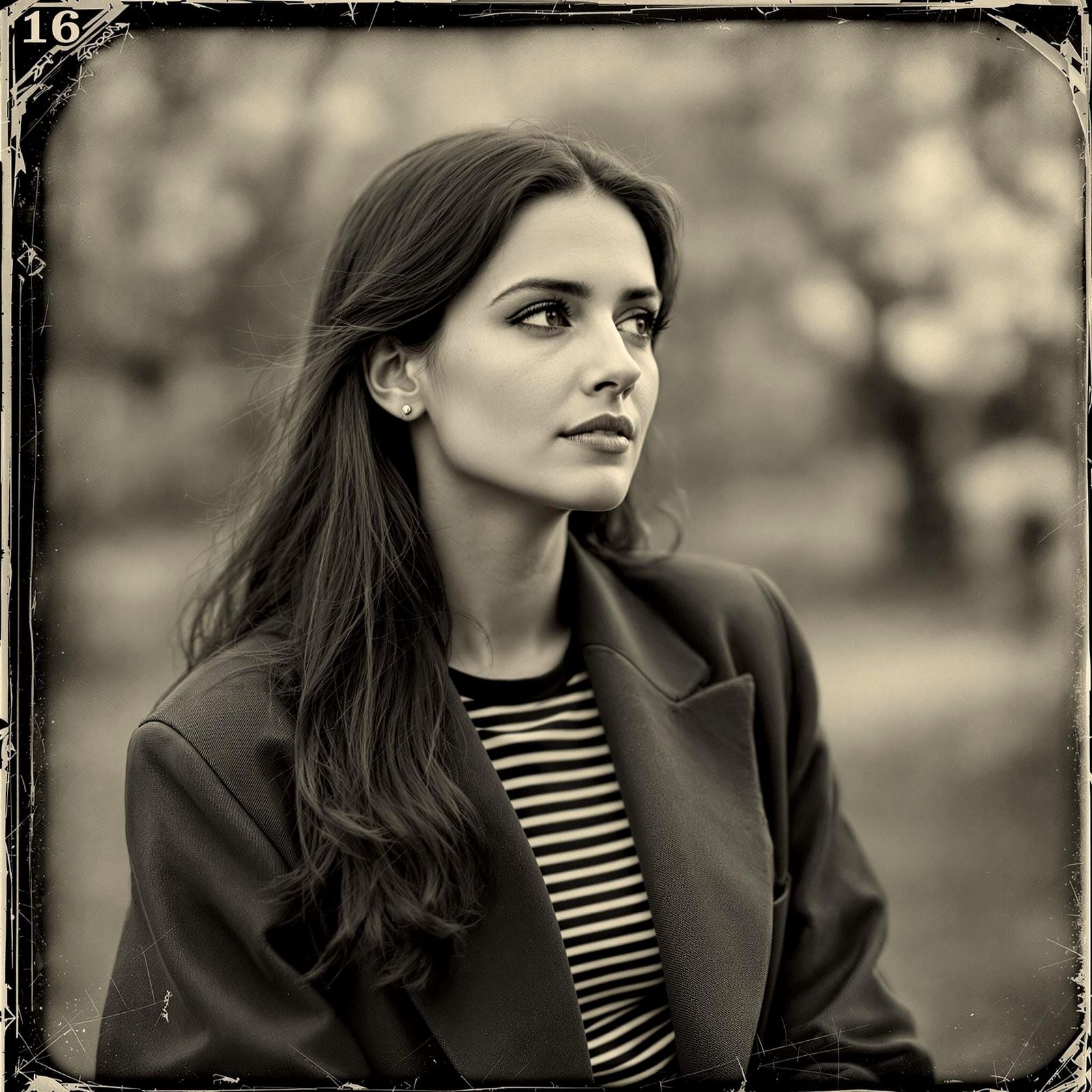 A vintage, black-and-white portrait of a woman