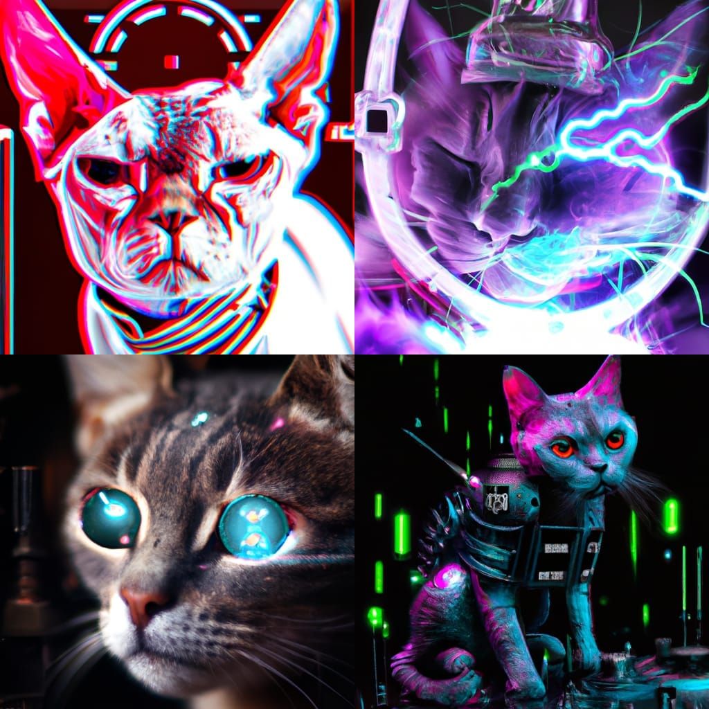 cat cyberpunk realistic photo psychedelic acid trip 8k, supe...