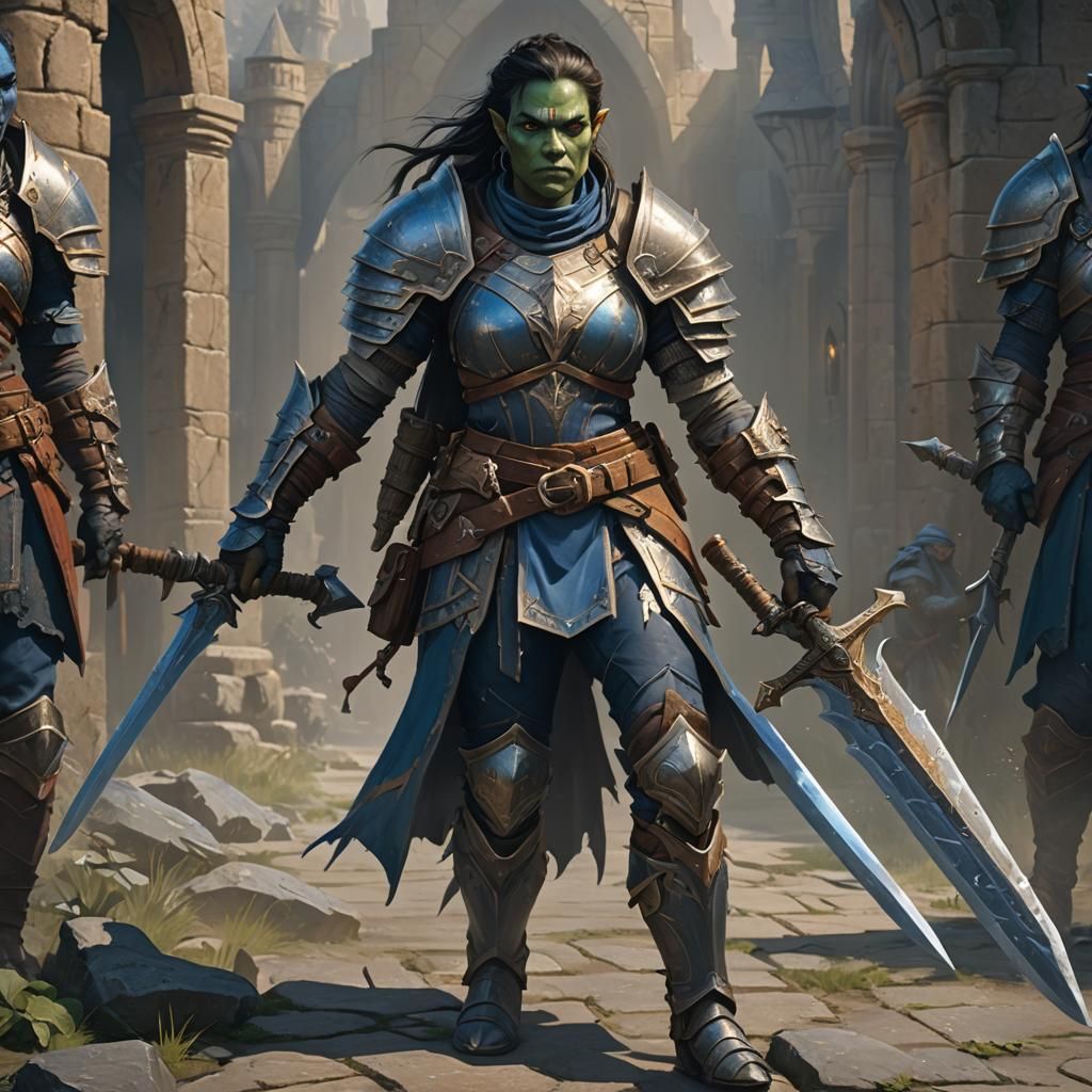 wolves Masterpiece Monday Jarka Female Halforc Paladin, LG. Str 8